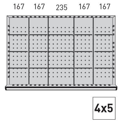 KRAFTWERK Einteilungssortiment versch. Varianten: 12; 16; 20 Fächer für Schubladenschränke 1000 x 695 - Höhe 100 mm