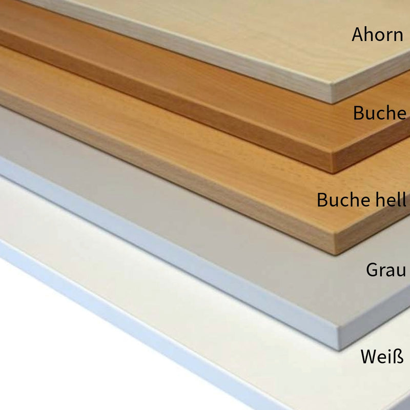 Abbildung verschiedene Tischplatten für höhenverstellbaren Schreibtisch