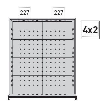 KRAFTWERK Einteilungssortiment versch. Varianten: 8 ; 12; 16 Fächer für  für Schubladeninnenmaß 459 mm x 539 mm - Höhe 50 mm