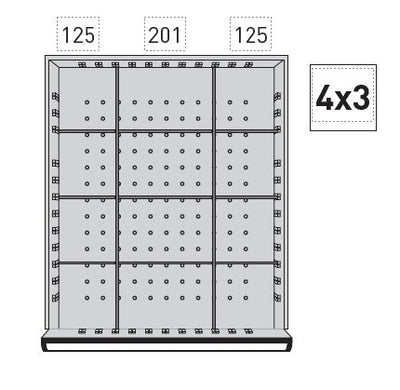 KRAFTWERK Einteilungssortiment versch. Varianten: 8 ; 12; 16 Fächer für Schubladenschränke 695 x 695 - Höhe 100 mm