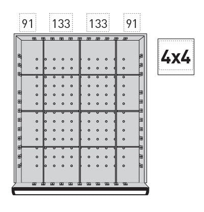 KRAFTWERK Einteilungssortiment versch. Varianten: 8 ; 12; 16 Fächer für  für Schubladeninnenmaß 459 mm x 539 mm - Höhe 50 mm