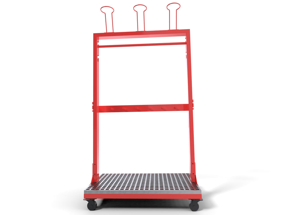 Mobile Feuerwehrgarderobe in der Frontansicht