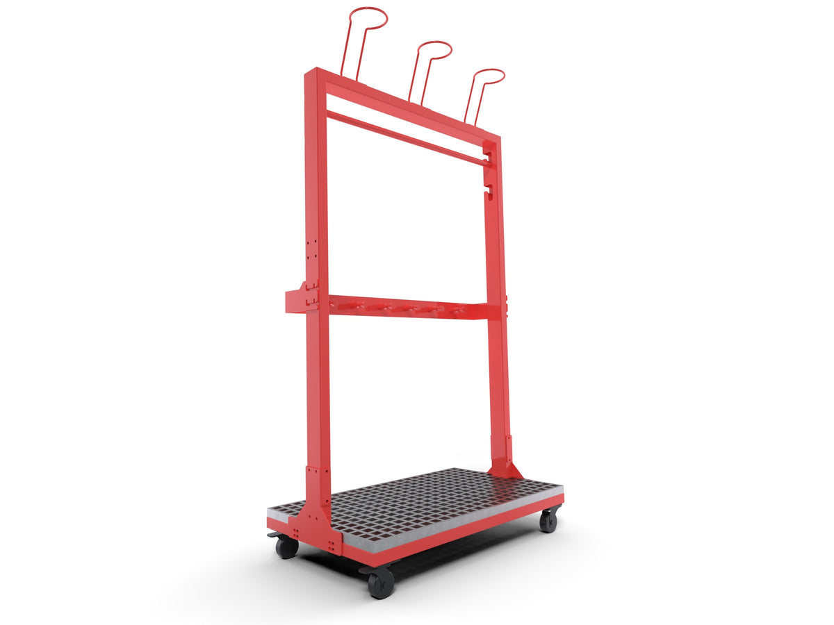 Mobile Feuerwehrgarderobe in der Seitenansicht