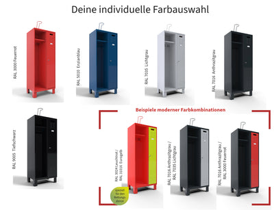 Abbildung aller möglichen Farbkombinationen inkl. speziell für Rettungswachen