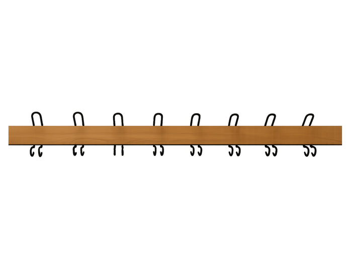 Wandgarderobenleiste aus Buchenholz mit Metallhaken