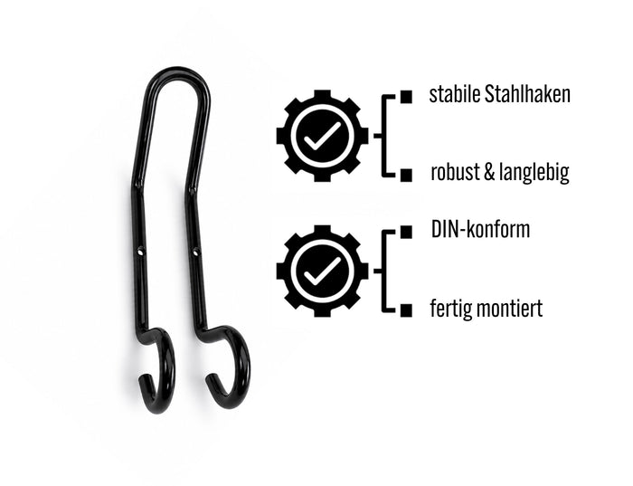 Detailaufnahme der verdeckt montierten 3-fach Metallhaken