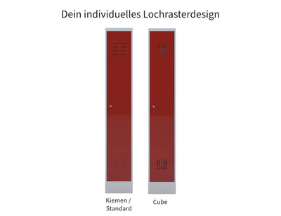 Abbildung aller verfügbaren Lochraster für Feuerwehrspinde