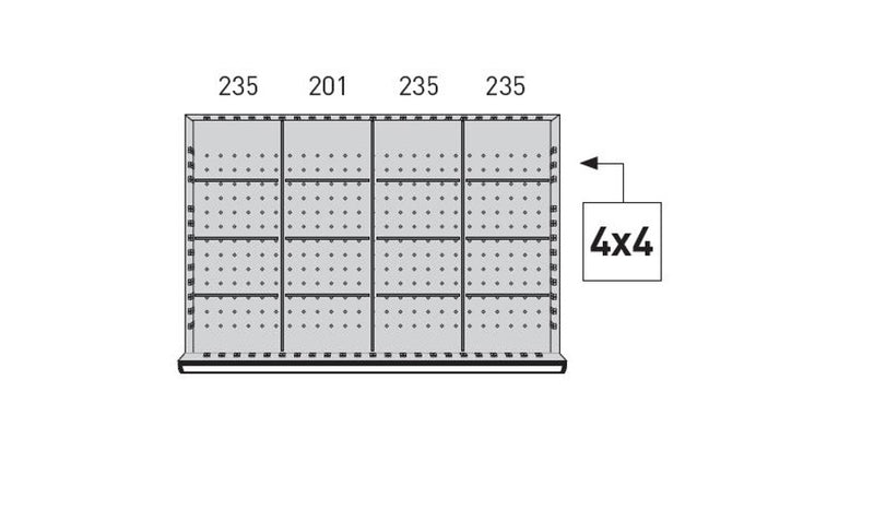 KRAFTWERK Einteilungssortiment versch. Varianten: 12; 16; 20 Fächer für Schubladenschränke 1000 x 595 - Höhe 100 mm