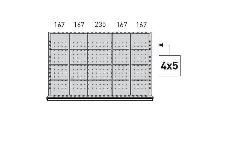 KRAFTWERK Einteilungssortiment versch. Varianten: 12; 16; 20 Fächer für Schubladenschränke 1000 x 595 - Höhe 50 mm