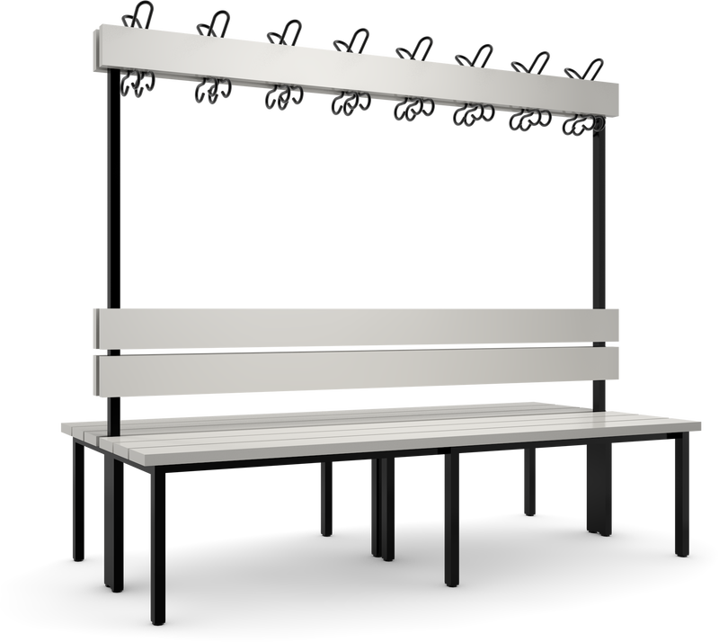 Doppelseitige Sitz- und Garderobenbank (Länge 1000 mm bis 2000mm; verschied. Auflagen)