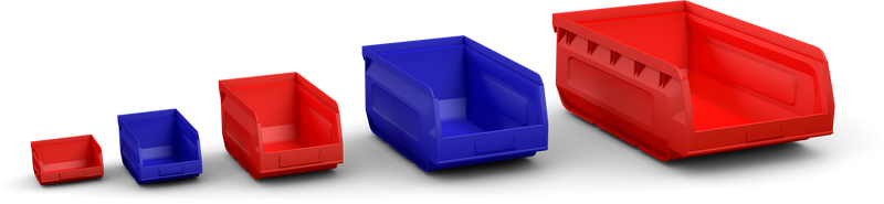 Großraumwerkstattschrank, 4 Fachböden Typ B, 3 Fachböden Typ C & Sichtlagerkästen Variante 2 (1950mm x 1100 mm x 530 mm)