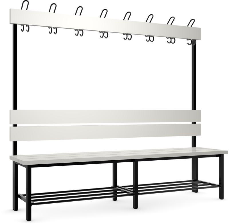 Einseitige Sitz- und Garderobenbank; (Länge 1000 mm bis 2000mm; verschied. Auflagen)