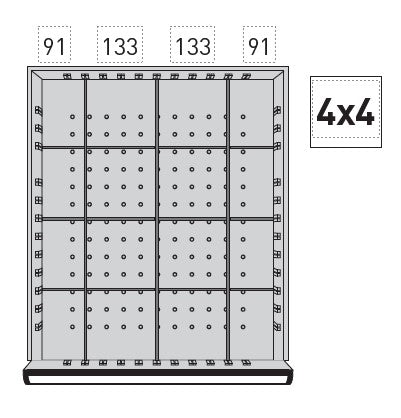 KRAFTWERK Einteilungssortiment versch. Varianten: 8 ; 12; 16 Fächer für Schubladenschränke 695 x 695 - Höhe 50 mm