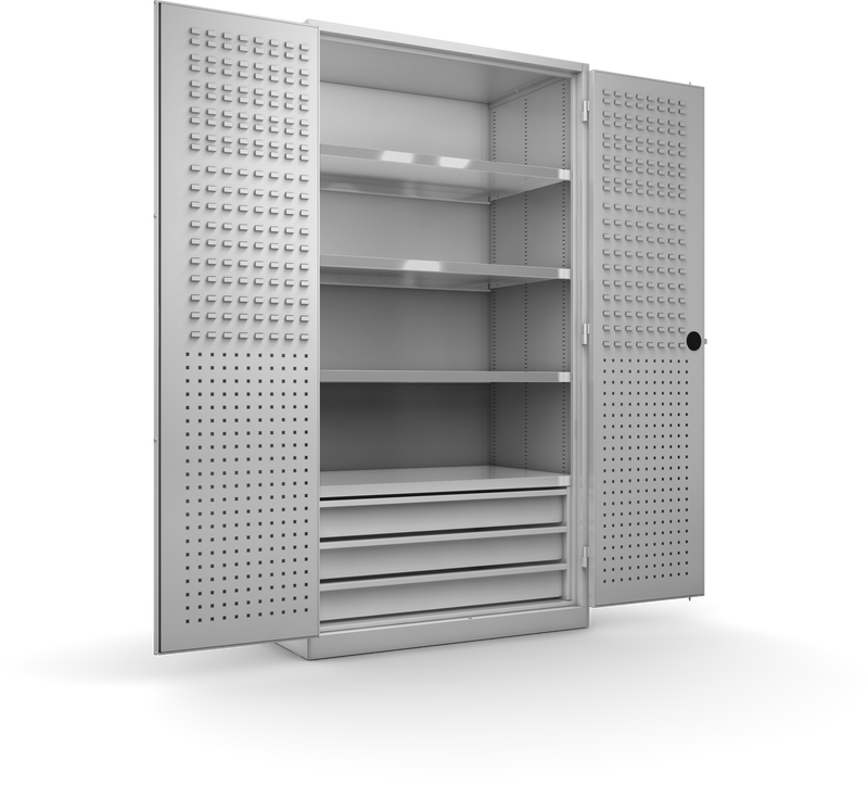 Großraumwerkstattschrank,  4 Fachböden Typ C, 3 Schubkästen ohne Inneneinteilung (1950mm x 1100 mm x 530 mm)